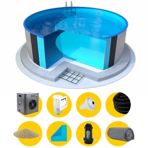 Ibiza metalen zwembad Ø320 x 150 cm (incl. uitsparingen voor skimmer/inspuiter) - Premium pakket