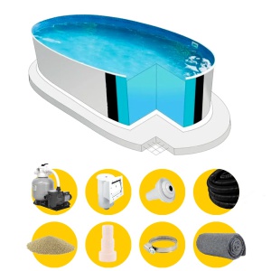 Ibiza metalen zwembad ovaal 600 x 320 x 150 (incl. uitsparingen voor skimmer/inspuiter) - Basis pakket